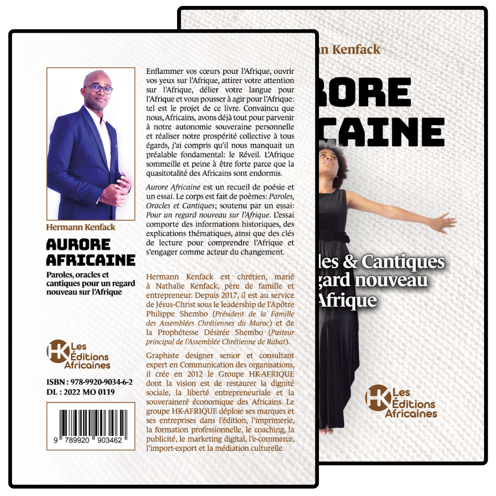 Couverture du livre « Aurore Africaine » de Hermann Kenfack, poésie-essai sur le réveil de l’Afrique, publié par Les Éditions Africaines.